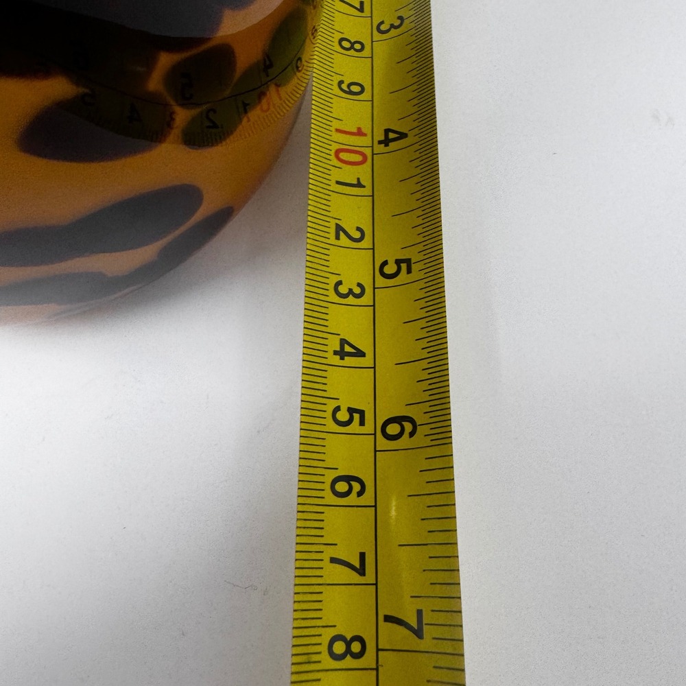 Tortoise Shell Art Glass Vase Amber Black Hand Blown Decorative Cylinder Vessel - Picture 7 of 9